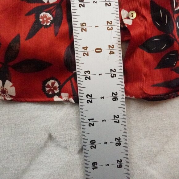 Zara Floral Print Button Up Top Womens Extra Small Black Red - Picture 7 of 10